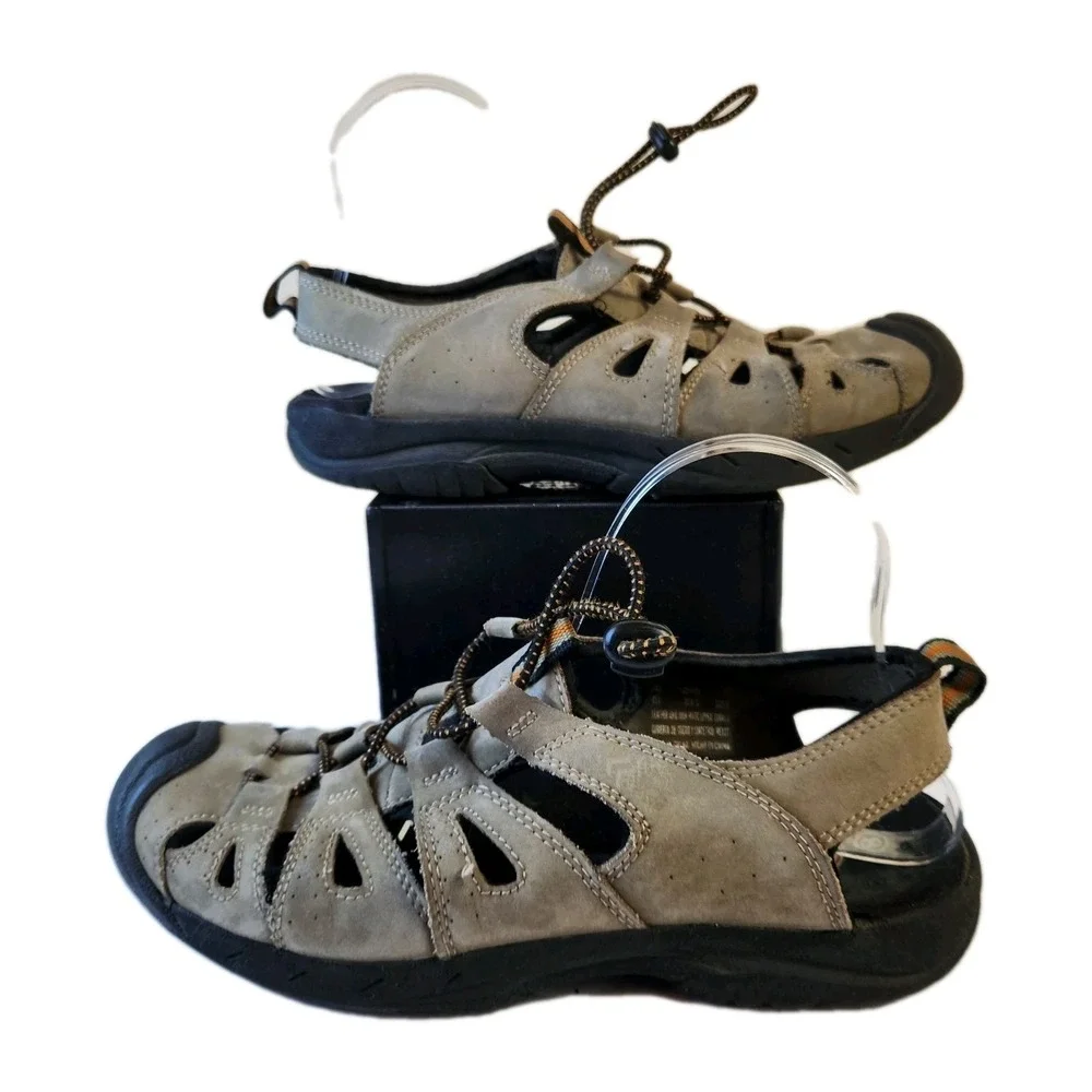 Earth Spirit Mens 8 Jake Fisherman‎ Sandals Closed Toe Elastic Bungee Lace Shoe